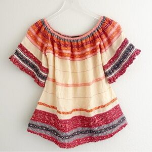 AS by DF Multicolor Stripes Embroidered Off The Shoulder Blouse